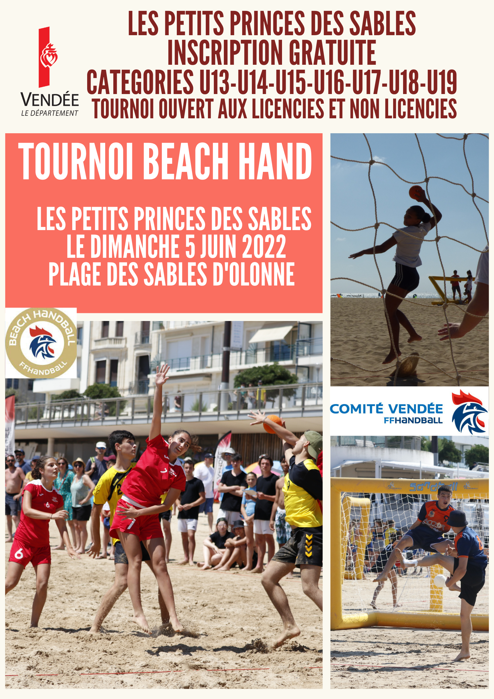 Dimanche 5 juin Tournoi Les Petits Princes plage des Sables d'Olonne